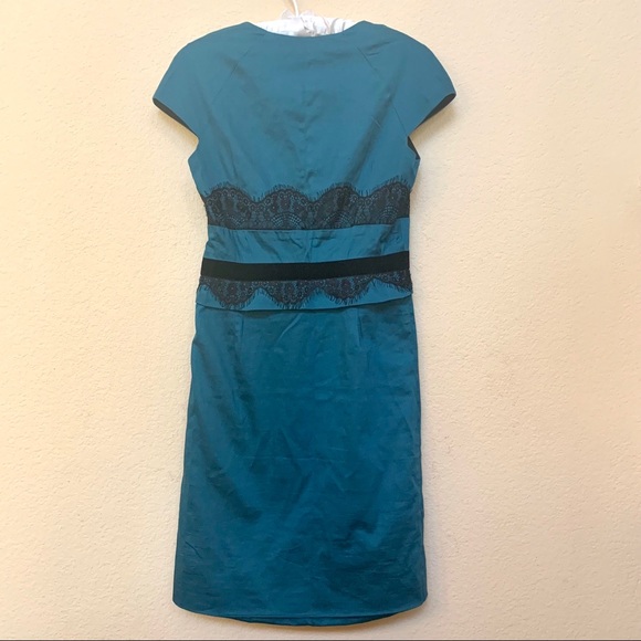 Coco & Tashi Teal Black Lace Fitted Dress - Picture 5 of 10
